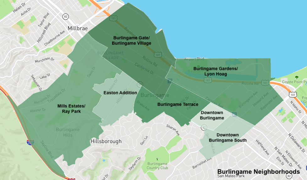 Burlingame Ca. neighborhood map. 