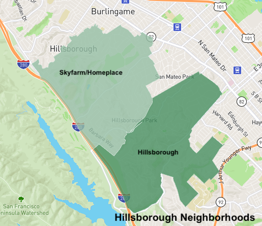Hillsborough neighborhood map