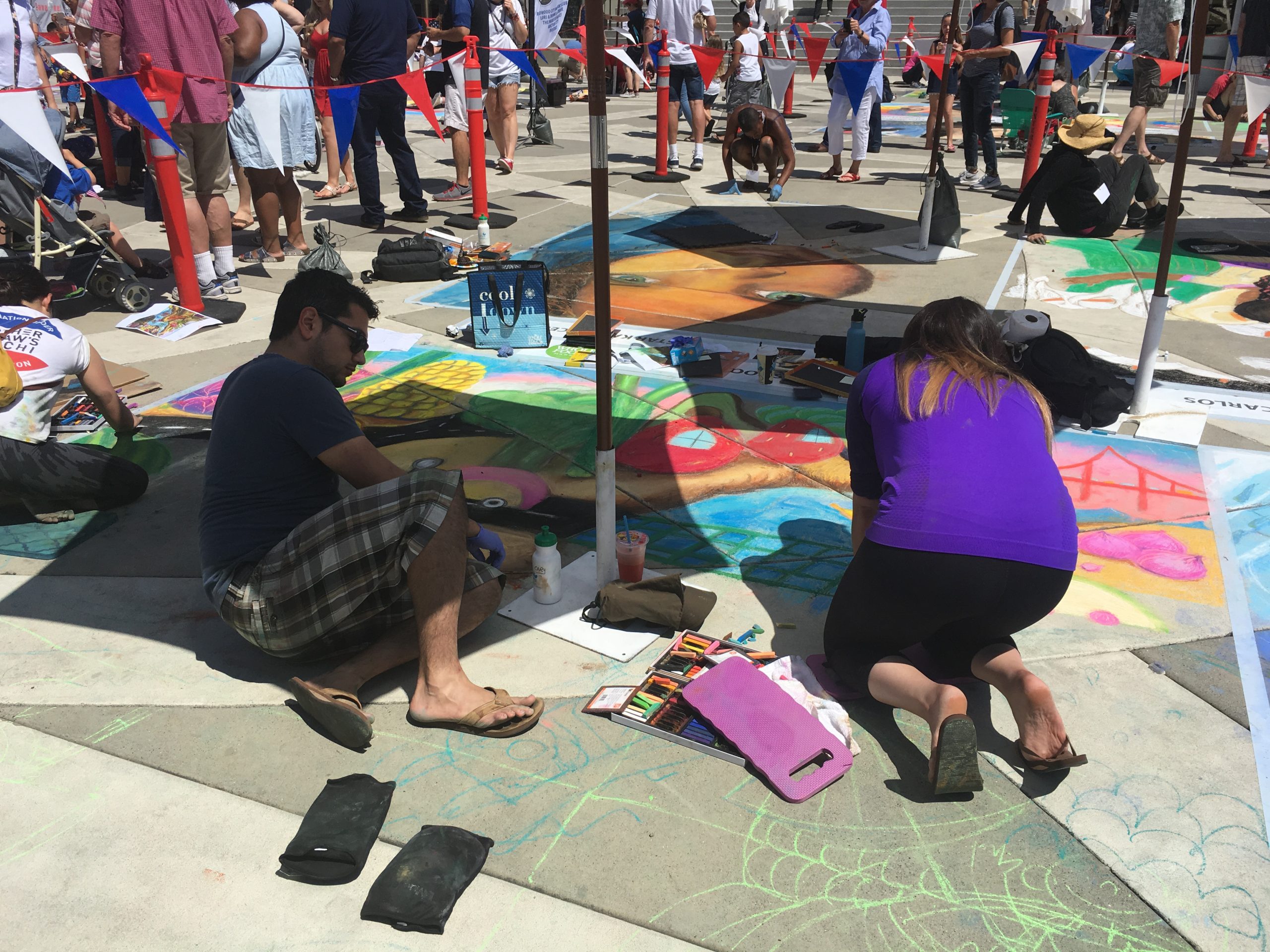 redwood city summer happenings - chalk drawings at the fourth of july festival