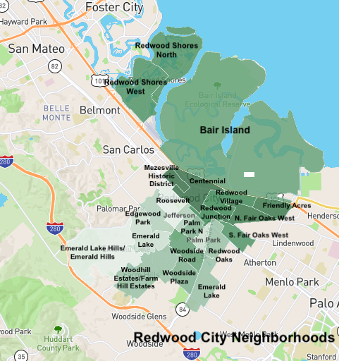 Redwood City Ca Neighborhood map