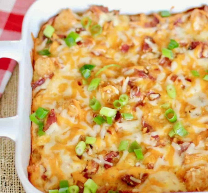 finished tator tot casserold one of the best recipes for thanksgiving