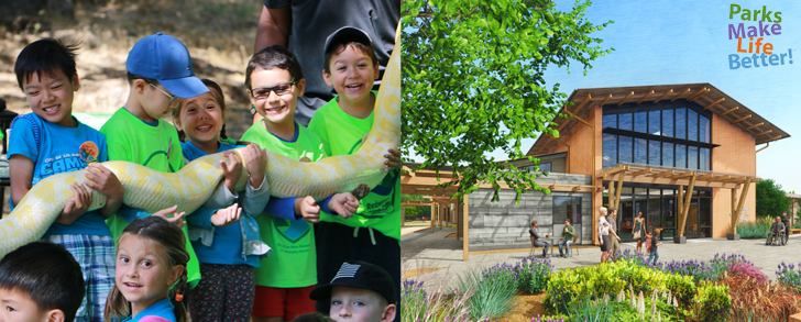 kids at camp and a building in menlo park that is part of summer camps in the bay area