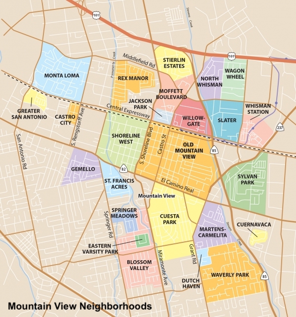 Mountain View Ca Neighborhood map